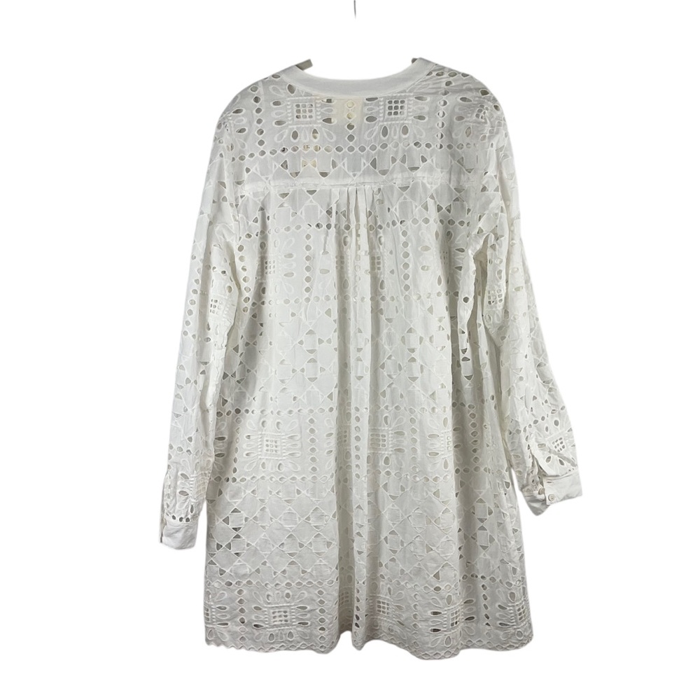 NWT Anthropologie Maeve White Geo Eyelet Tunic Dress Sz. L - Picture 4 of 10